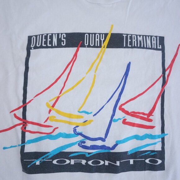 Vintage '90S Toronto Sailing White Cotton Single Stitch Tee By Fruit Of The Loom - Picture 6 of 10
